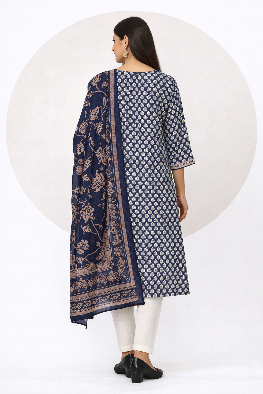 Blue Floral Kurta Set with Dupatta