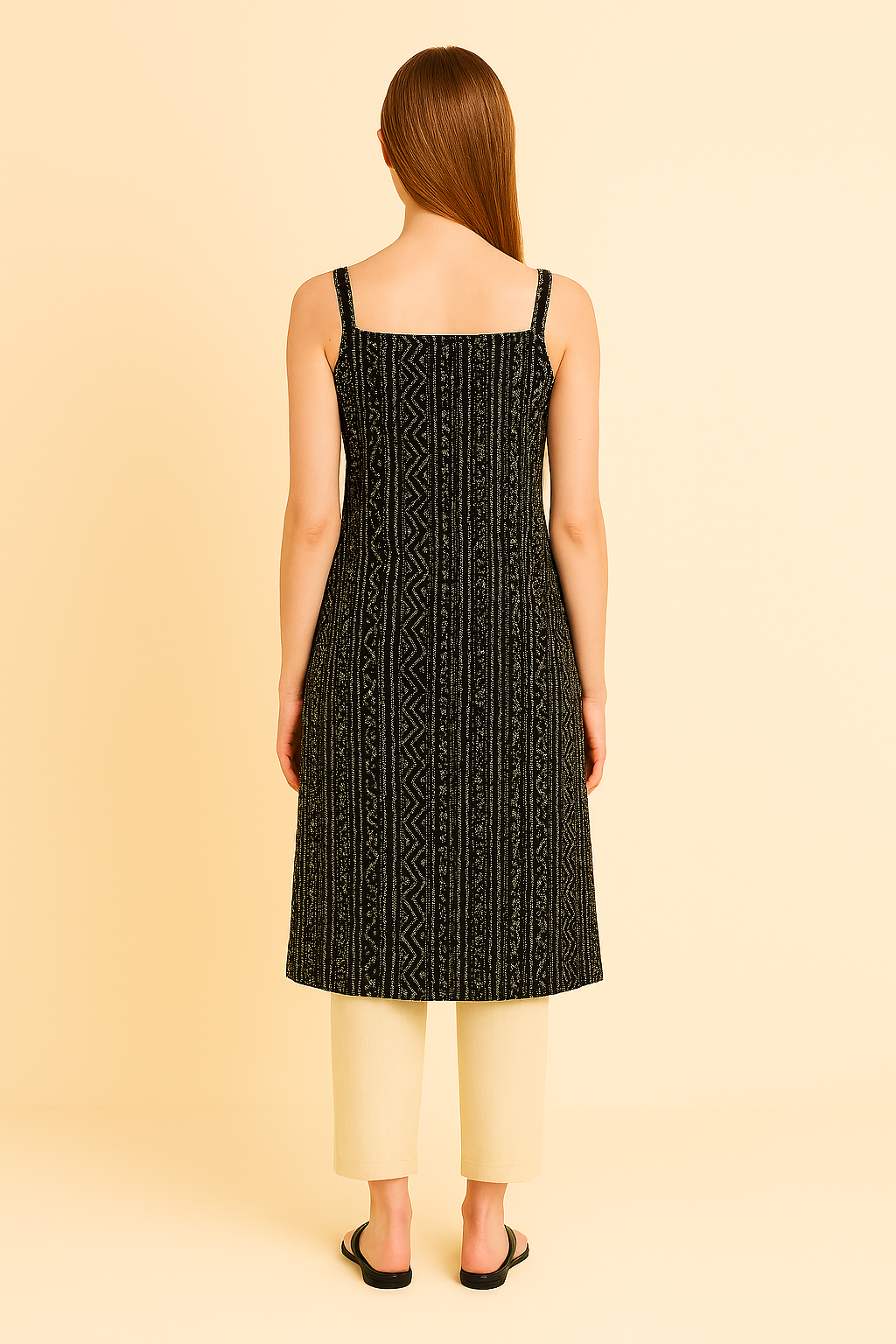 Black printed kurti co‑ord set