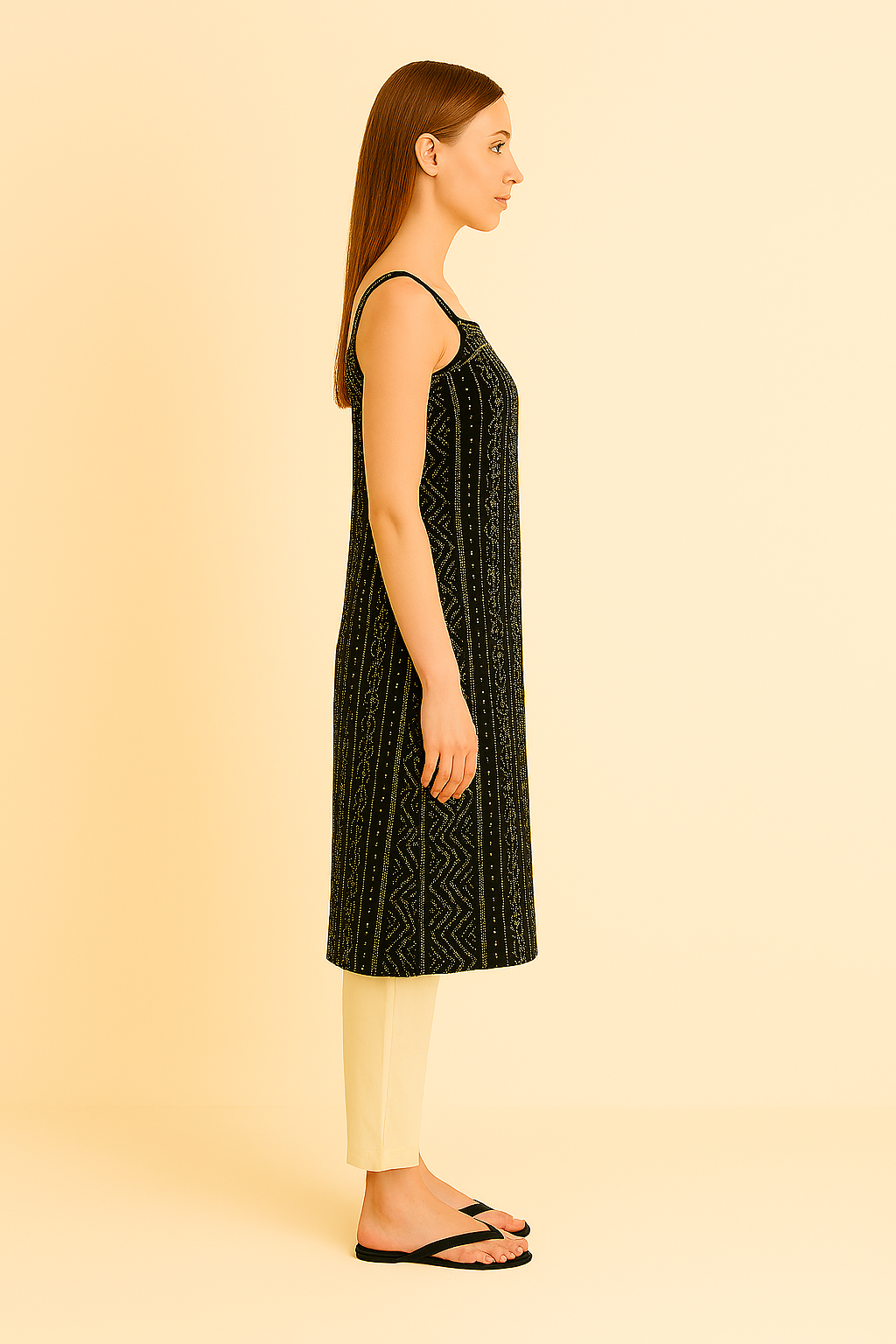 Black printed kurti co‑ord set