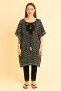 Black Printed Kaftan Kurti Set with Pants