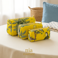 Nia Couture Quilted Zip Pouch Set – Printed Cotton.
