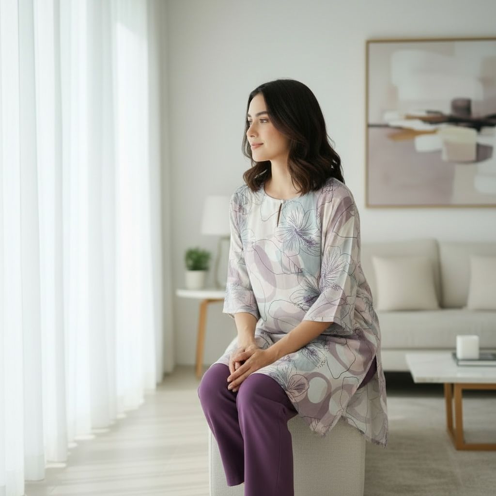 Pastel Abstract Print Straight Kurta