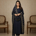 Navy Blue Kurta Set with Printed Dupatta