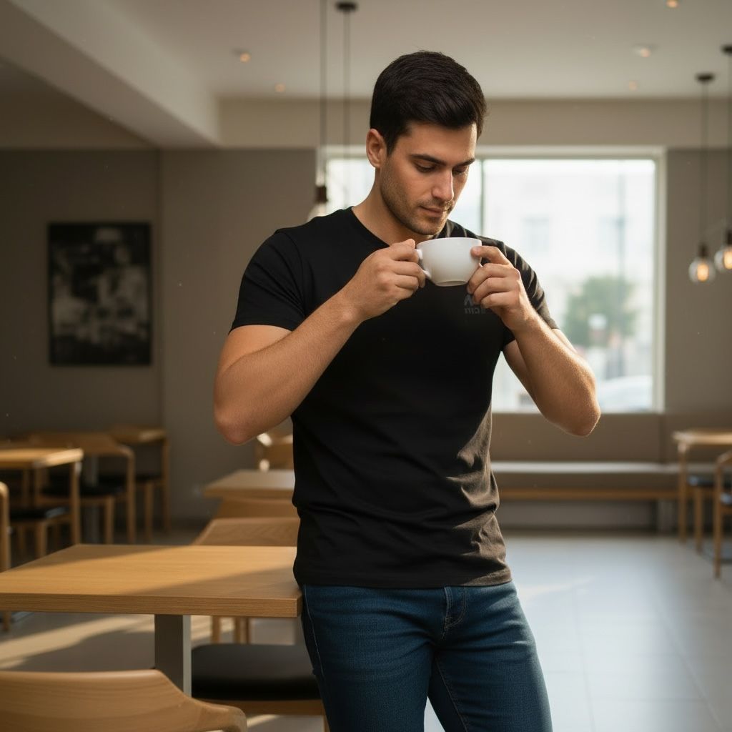 Classic Black Solid V‑Neck T‑Shirt