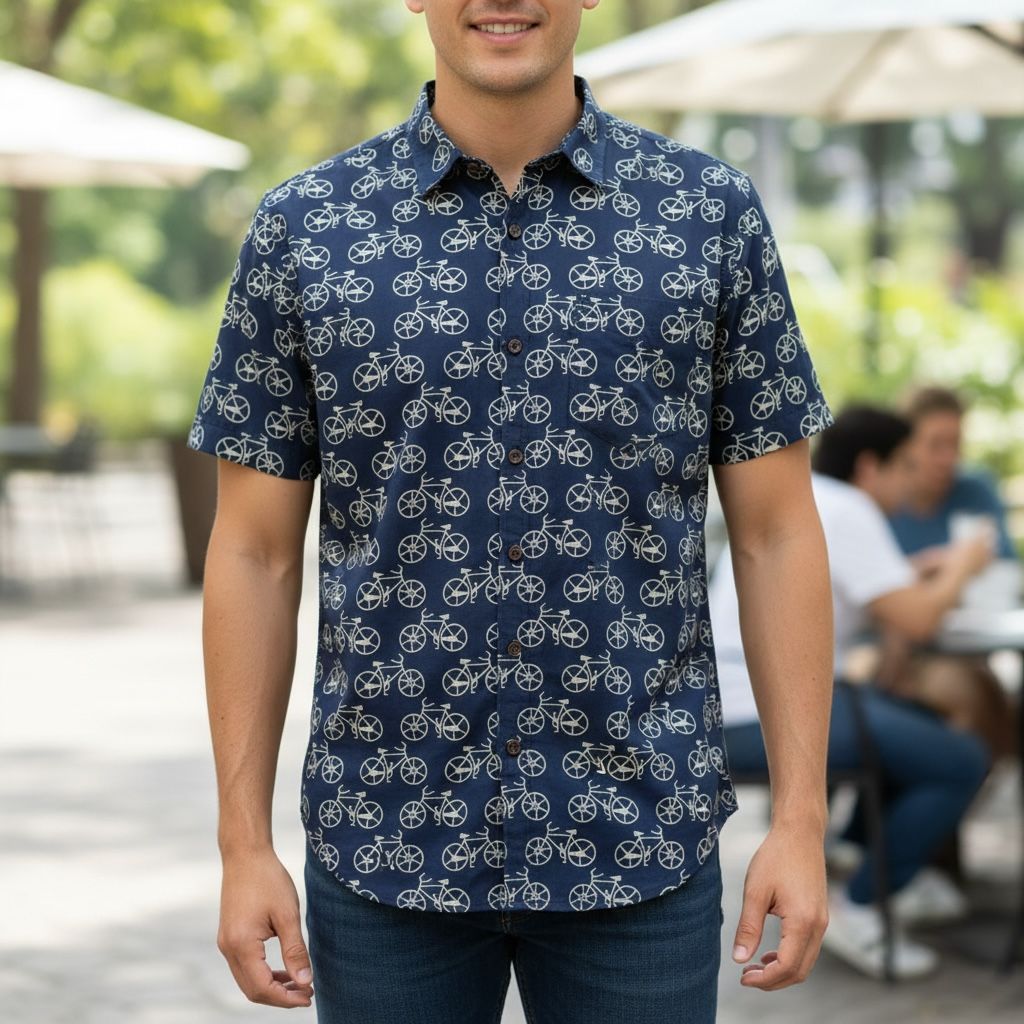 Blue Printed Casual Shirt – Urban & Relaxed Style