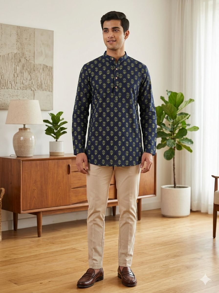 Printed Cotton Kurta Shirt – Modern Ethnic Style
