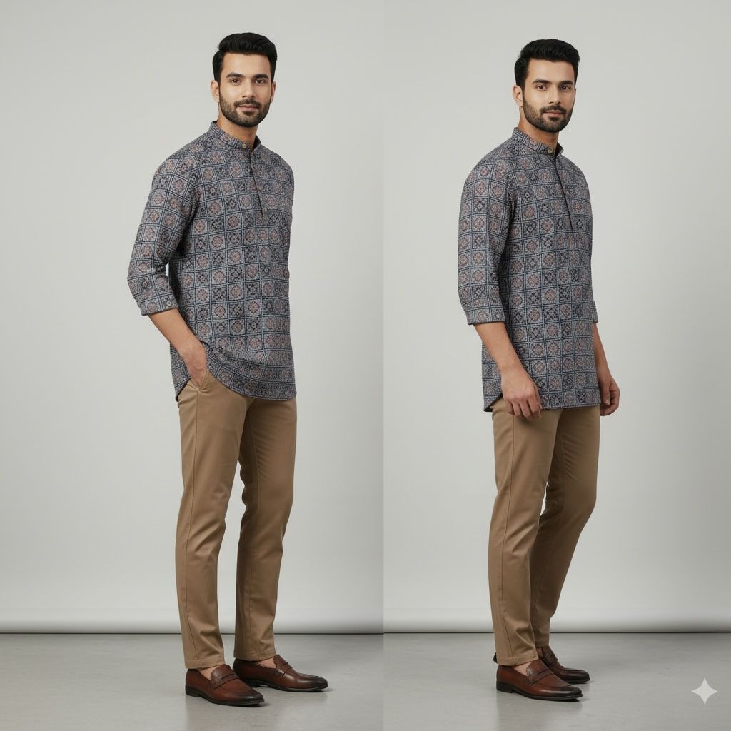 Printed Cotton Kurta Shirt – Modern Ethnic Style