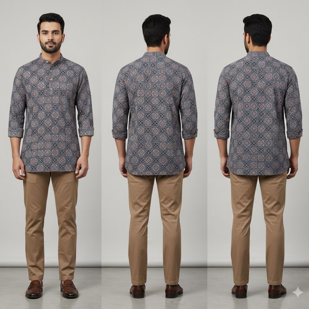 Printed Cotton Kurta Shirt – Modern Ethnic Style