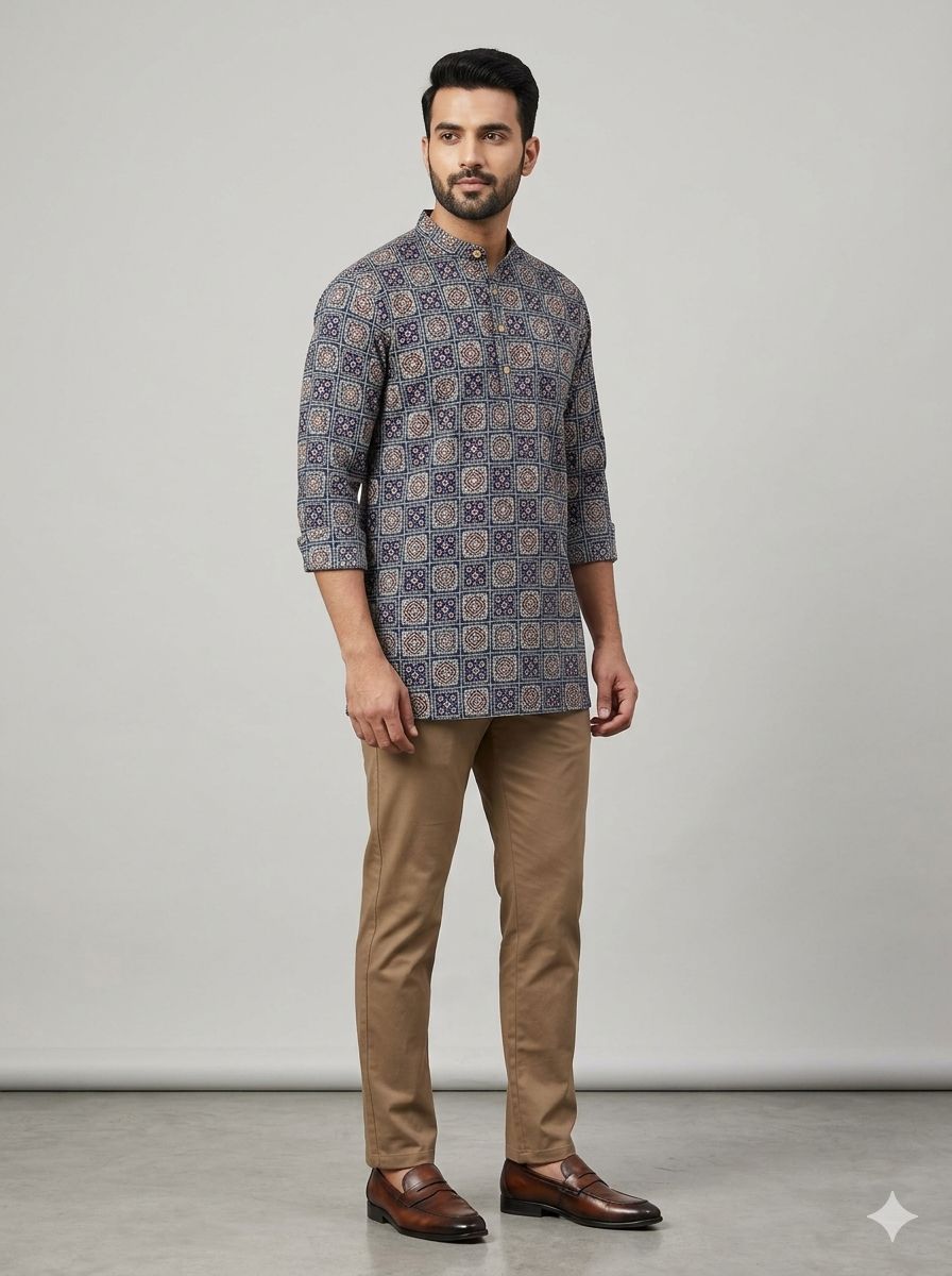 Printed Cotton Kurta Shirt – Modern Ethnic Style