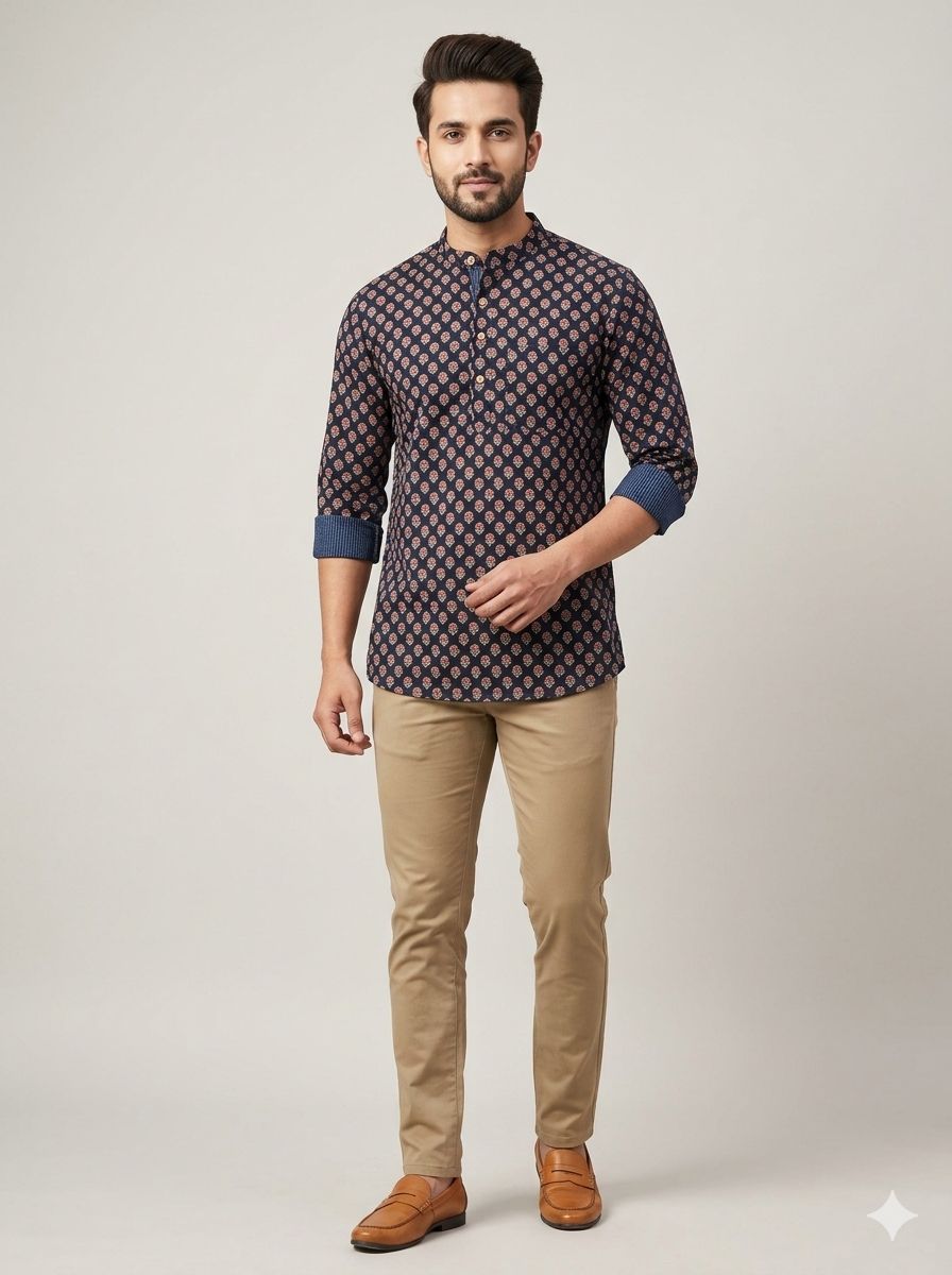 Printed Cotton Kurta Shirt – Modern Ethnic Style