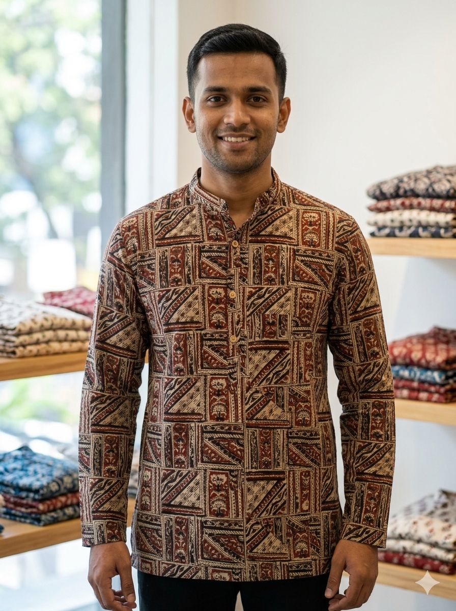All‑Over Printed Cotton Kurta – Contemporary Ethnic Essential