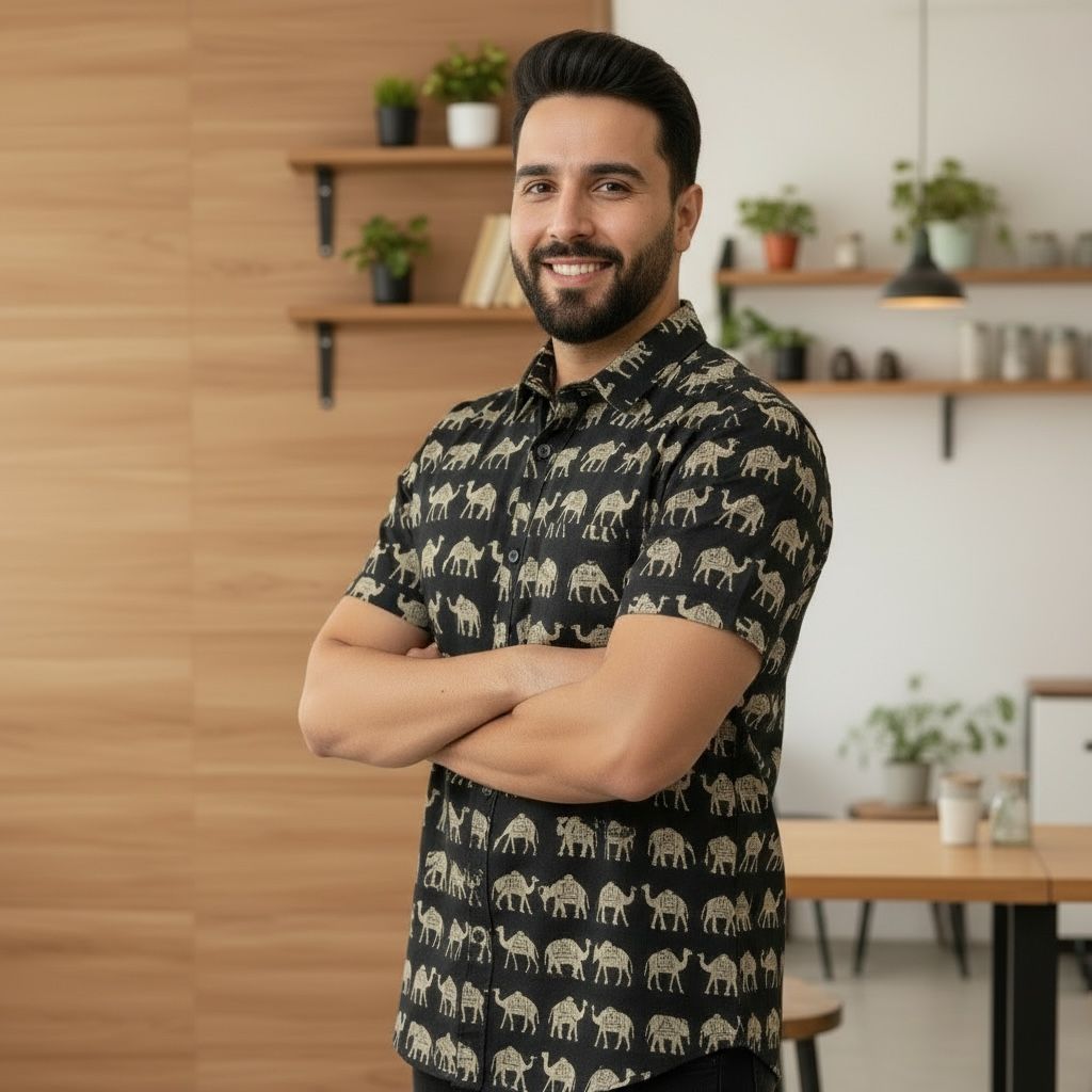 Black Printed Casual Shirt – Urban & Relaxed Style