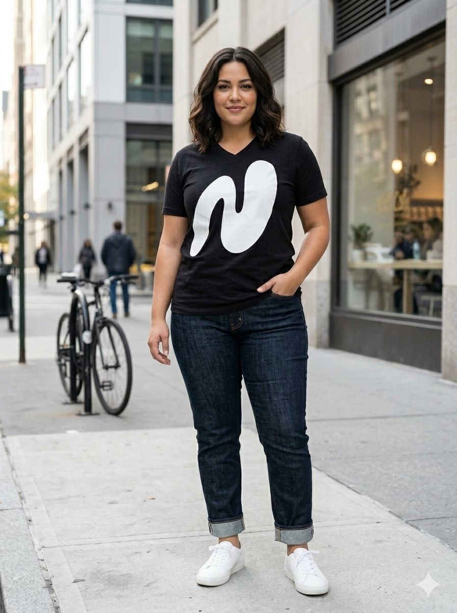 Black N Logo Print Cotton T‑Shirt