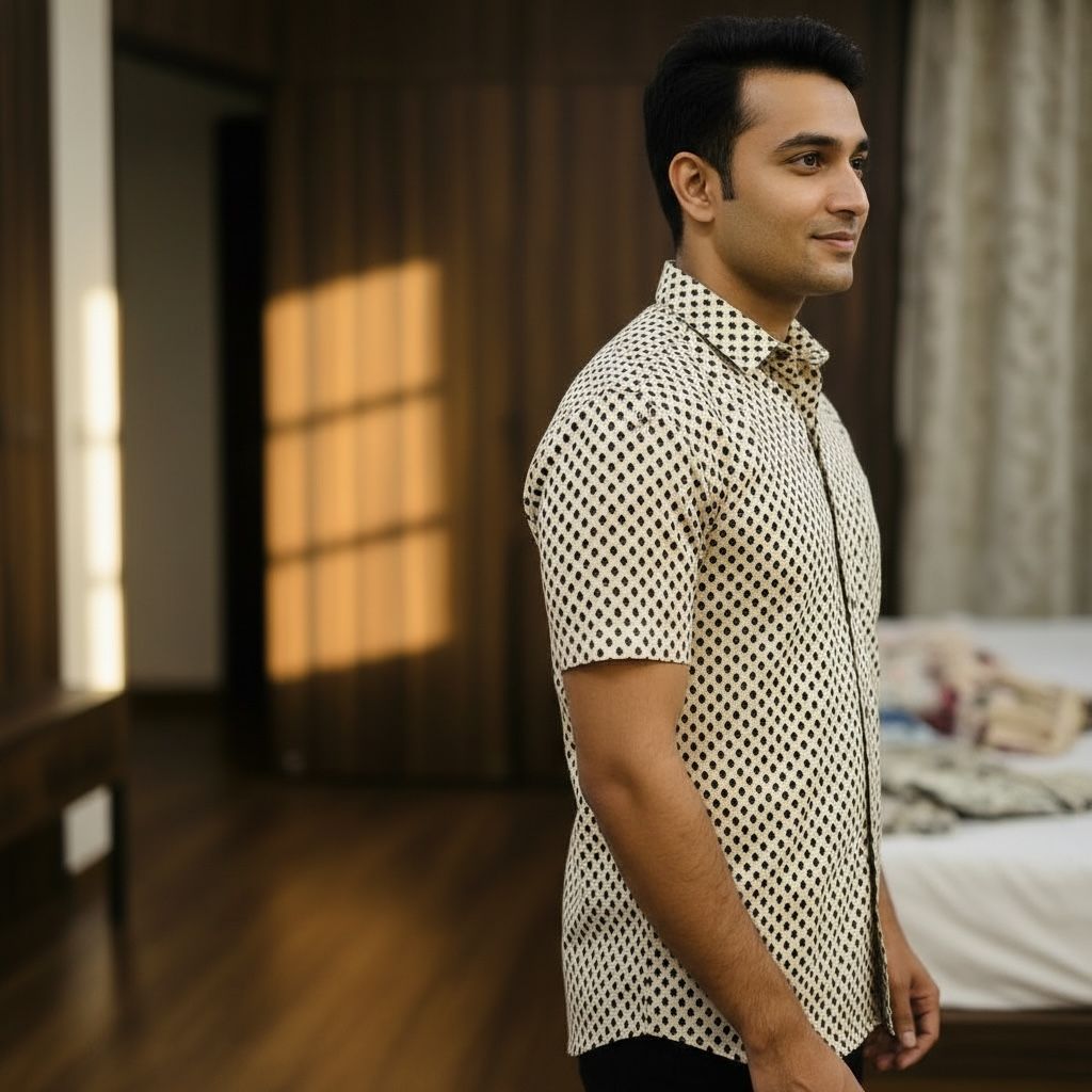 Beige Printed Casual Shirt – Urban & Relaxed Style