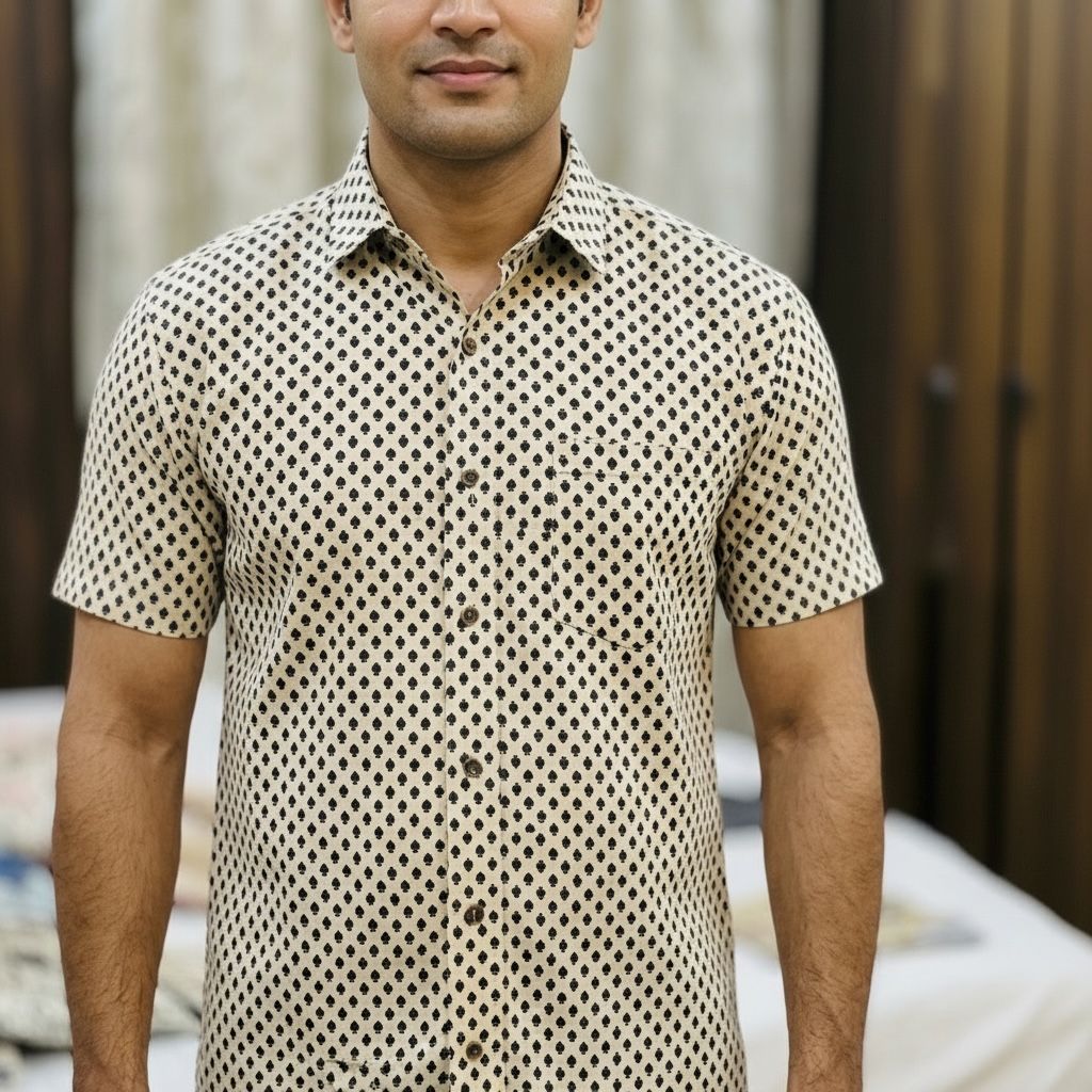 Beige Printed Casual Shirt – Urban & Relaxed Style