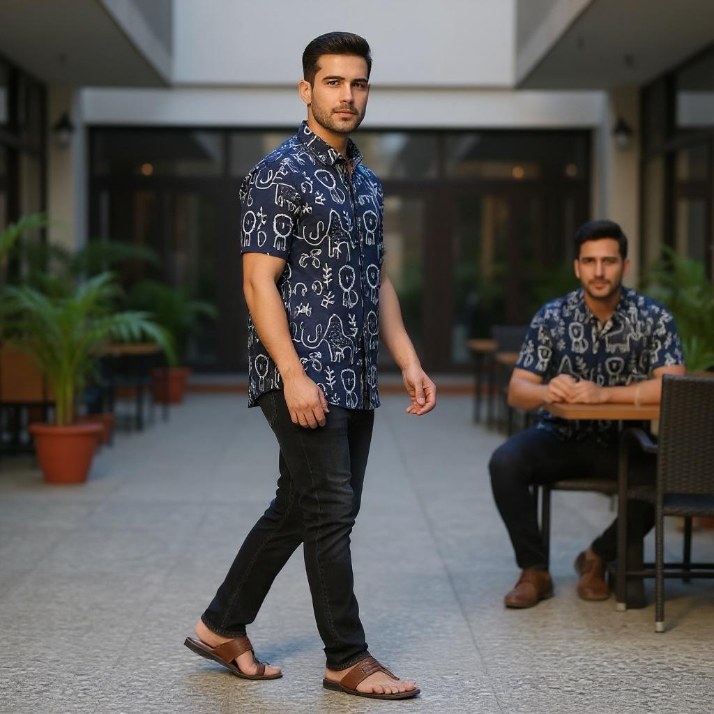 Blue Printed Casual Shirt – Urban & Relaxed Style