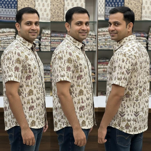 Beige Printed Casual Shirt – Urban & Relaxed Style