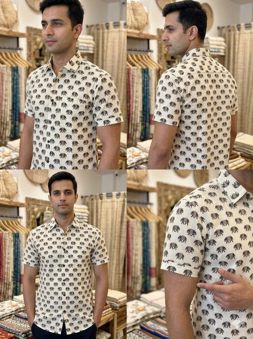 Beige Printed Casual Shirt – Urban & Relaxed Style