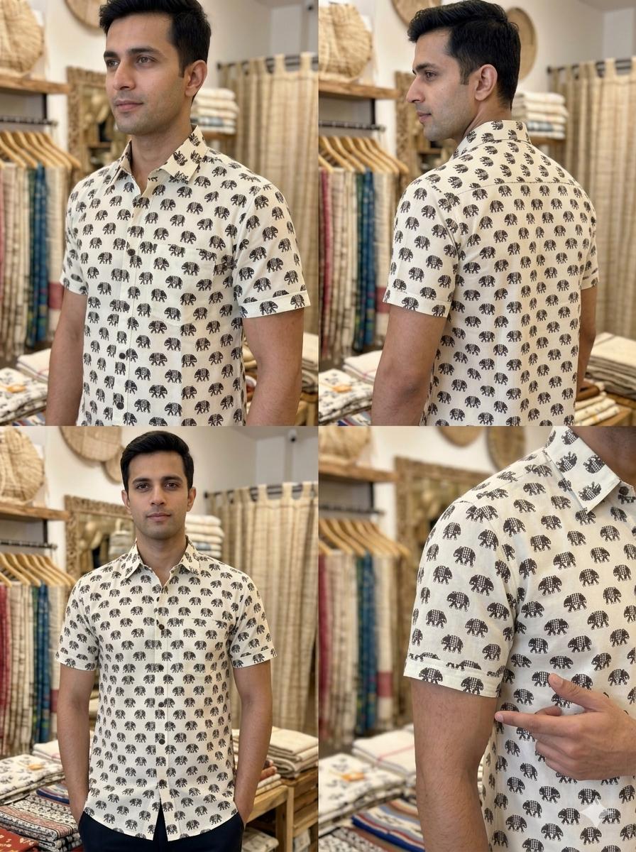 Beige Printed Casual Shirt – Urban & Relaxed Style