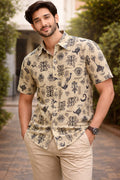 Beige Printed Casual Shirt – Urban & Relaxed Style