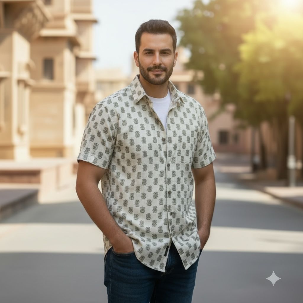 White Printed Casual Shirt – Urban & Relaxed Style