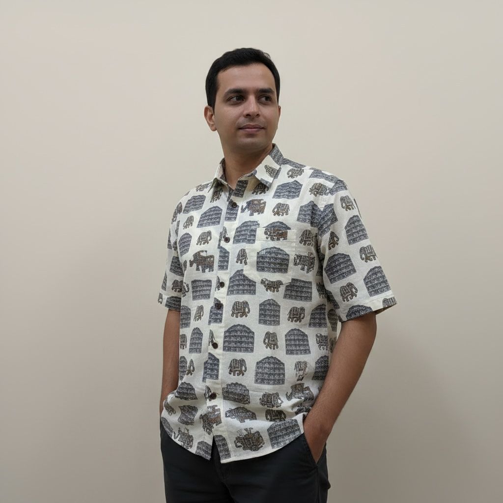 White Printed Casual Shirt – Urban & Relaxed Style