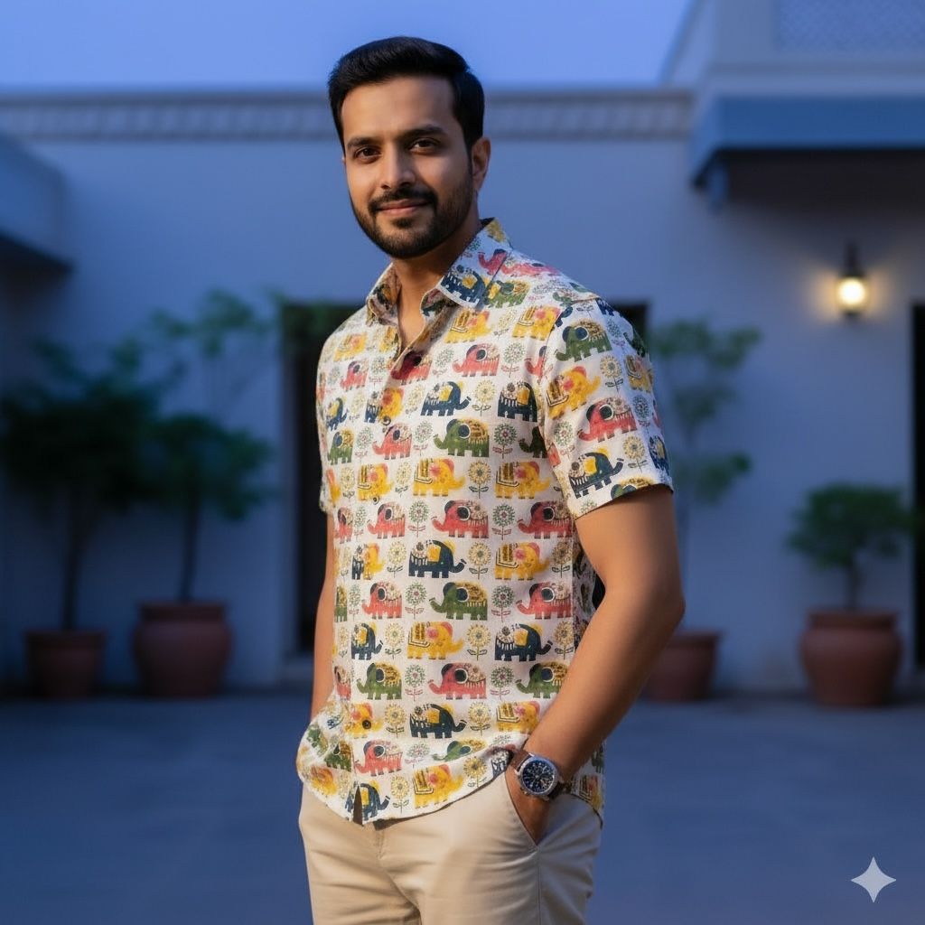 Beige Printed Casual Shirt – Urban & Relaxed Style