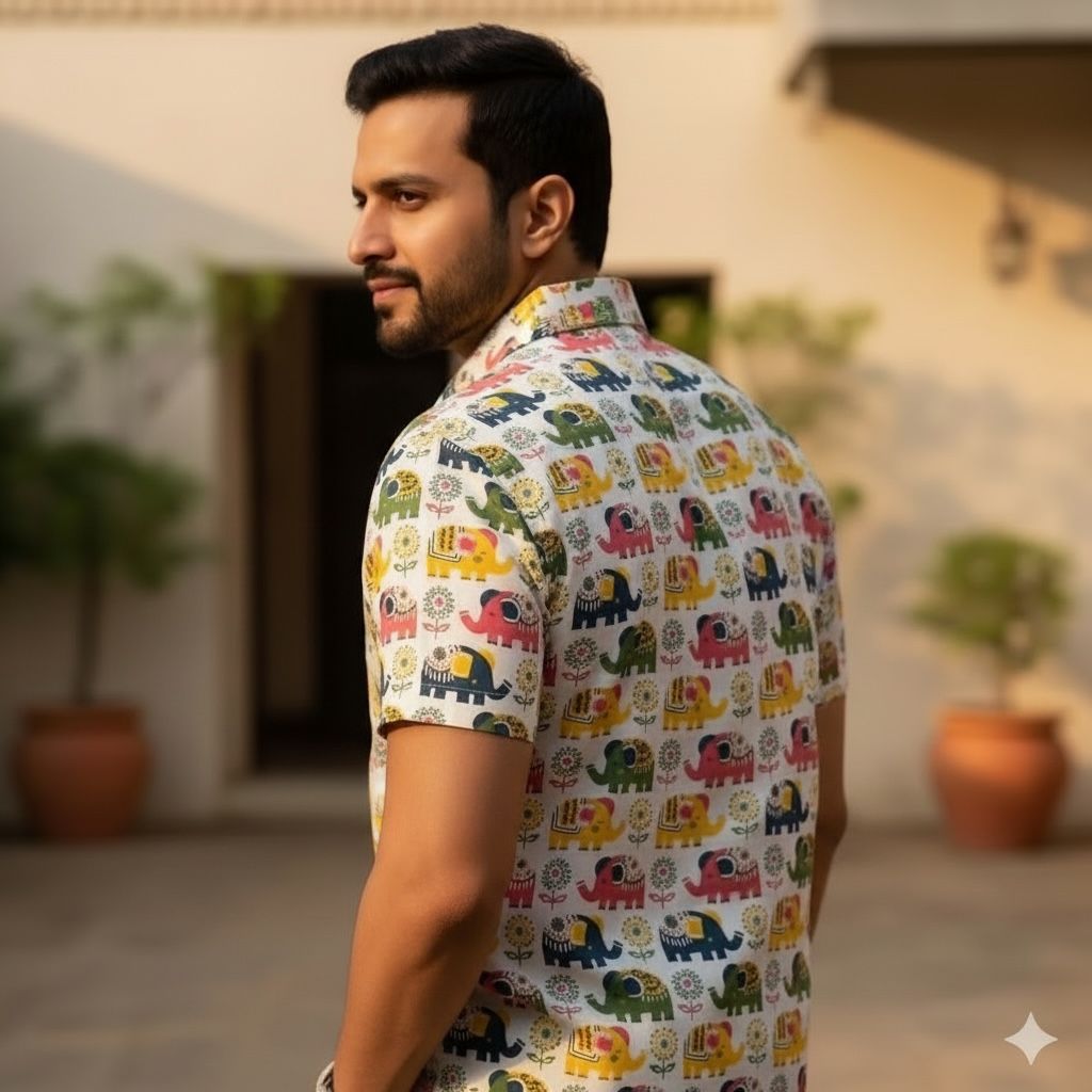 Beige Printed Casual Shirt – Urban & Relaxed Style