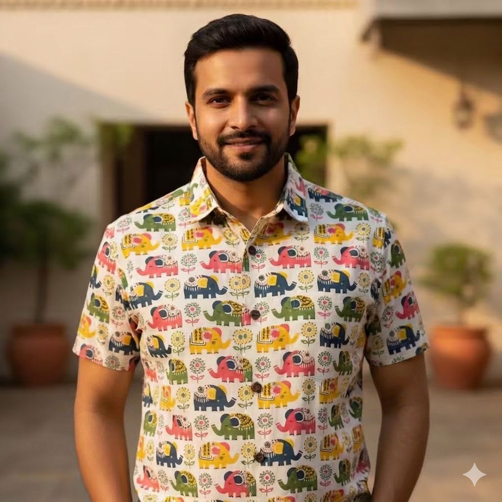 Beige Printed Casual Shirt – Urban & Relaxed Style