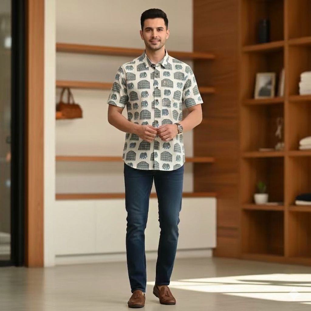 White Printed Casual Shirt – Urban & Relaxed Style