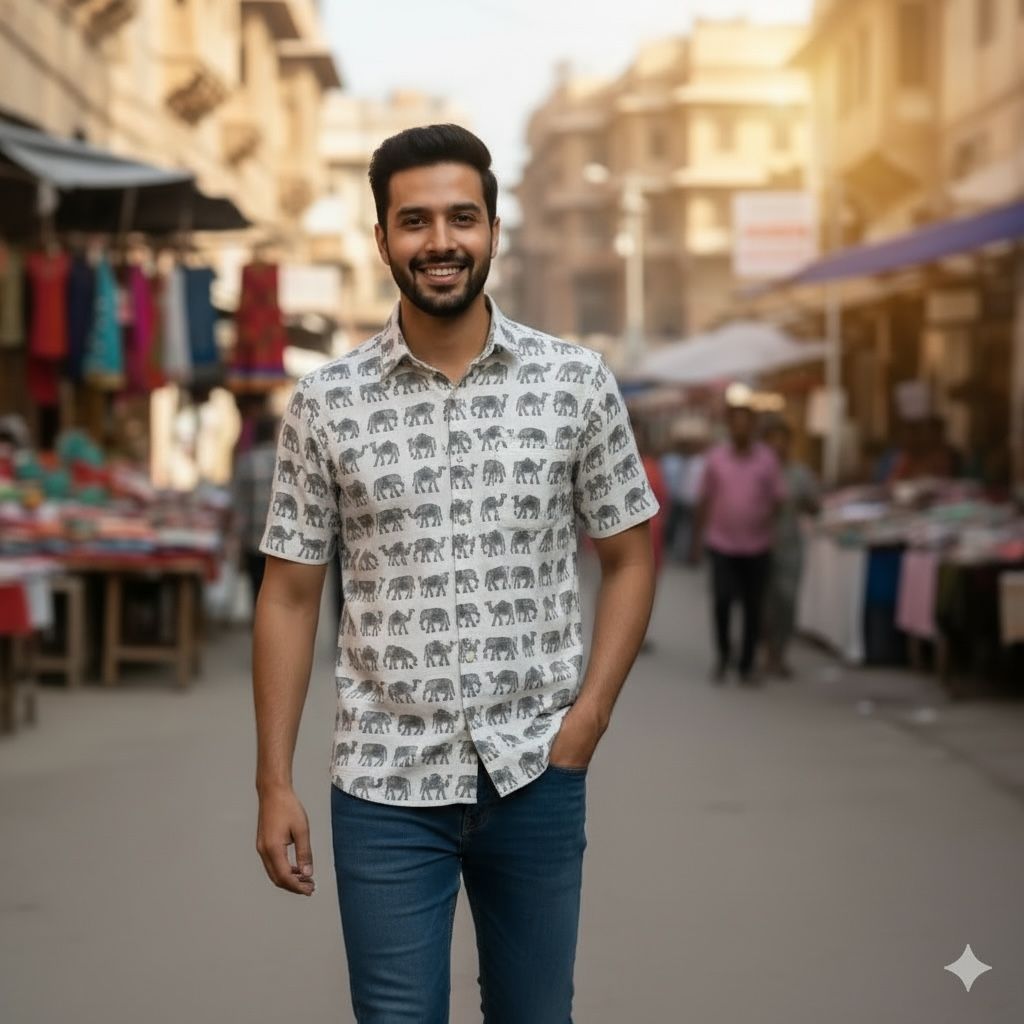 White Printed Casual Shirt – Urban & Relaxed Style
