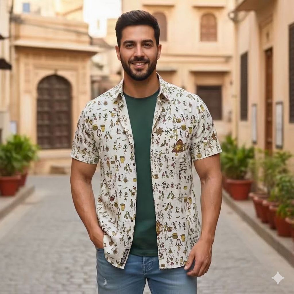 White Printed Casual Shirt – Urban & Relaxed Style