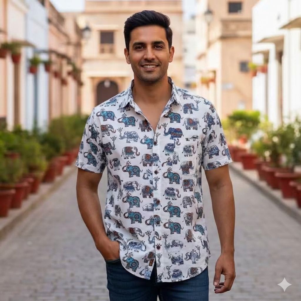 White Printed Casual Shirt – Urban & Relaxed Style