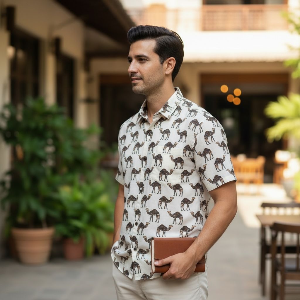 White Printed Casual Shirt – Urban & Relaxed Style