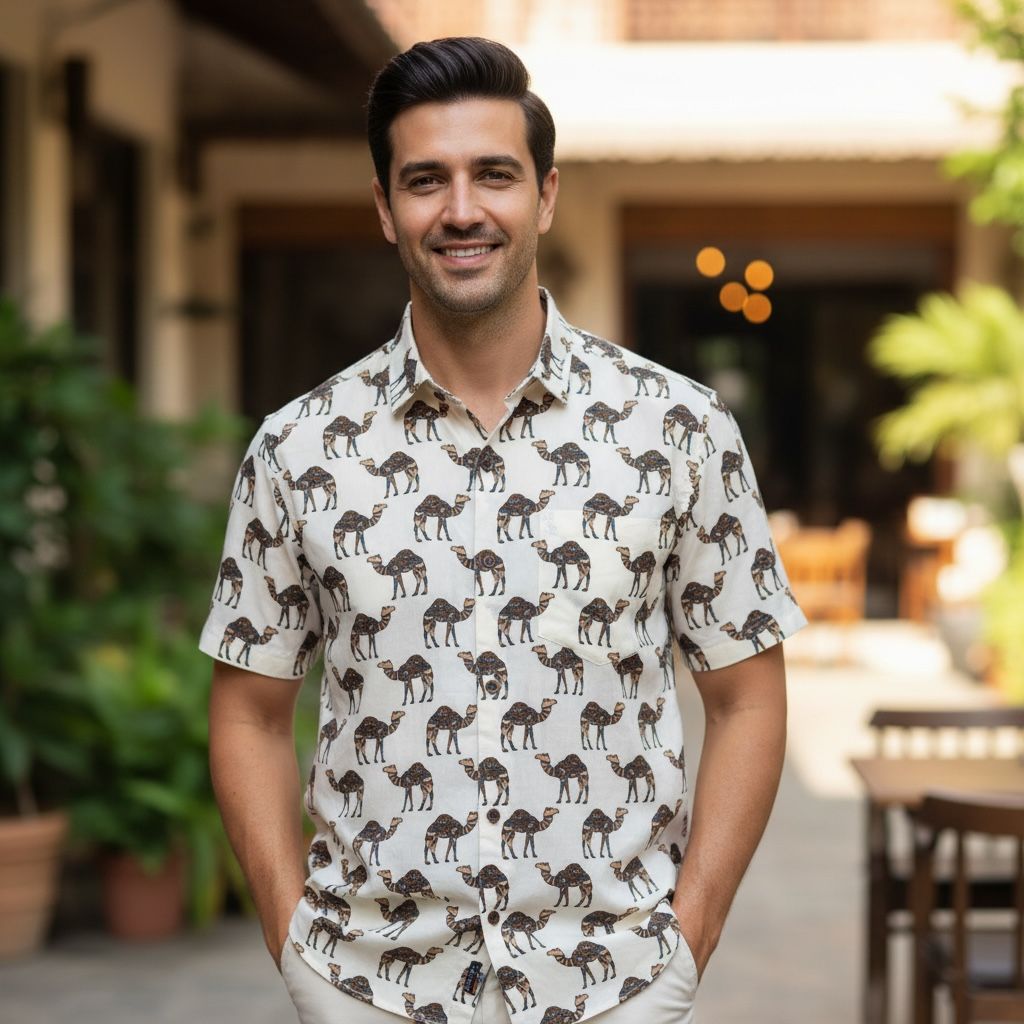 White Printed Casual Shirt – Urban & Relaxed Style
