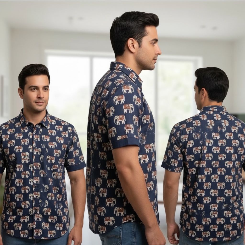 Blue Printed Casual Shirt – Urban & Relaxed Style