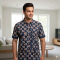 Blue Printed Casual Shirt – Urban & Relaxed Style