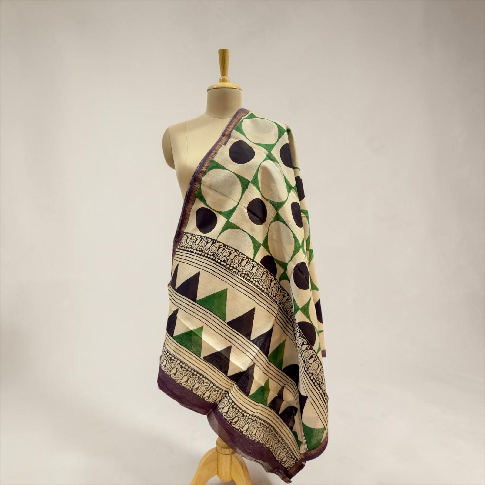 Premium cotton silk Beige Printed dupatta.