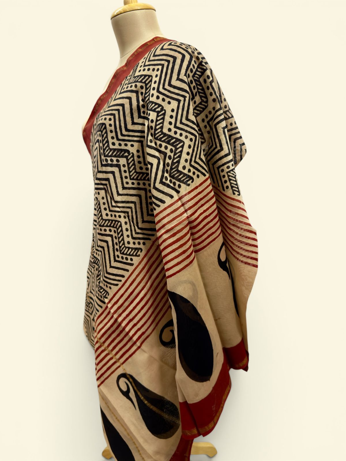 Premium cotton silk Beige Printed dupatta.