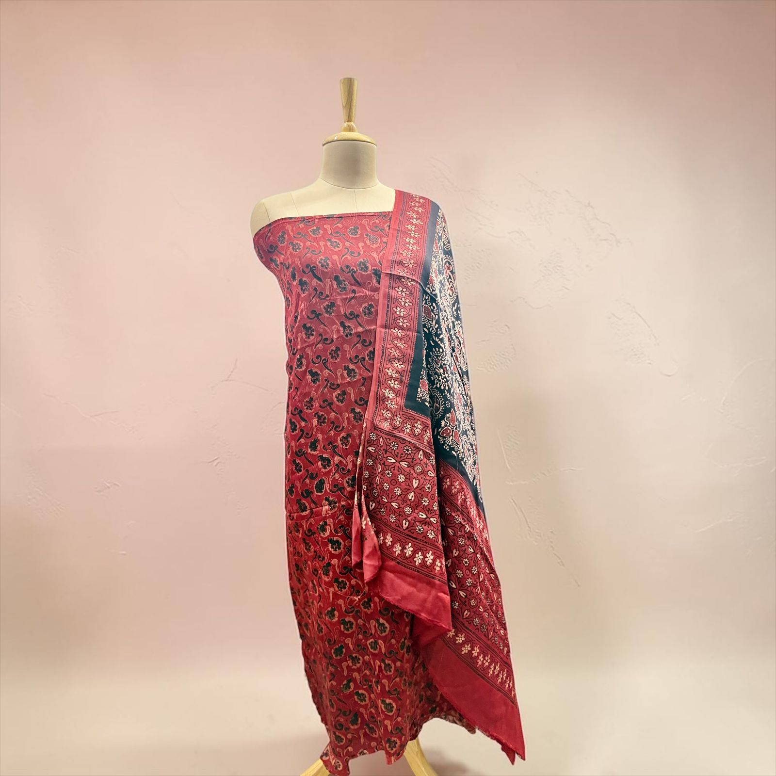 Modal Silk Suit Fabric Set with Printed Dupatta (Upper + Dupatta Only)