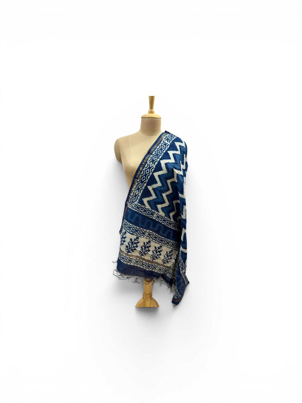 Premium cotton silk Blue Lehriya Printed dupatta.