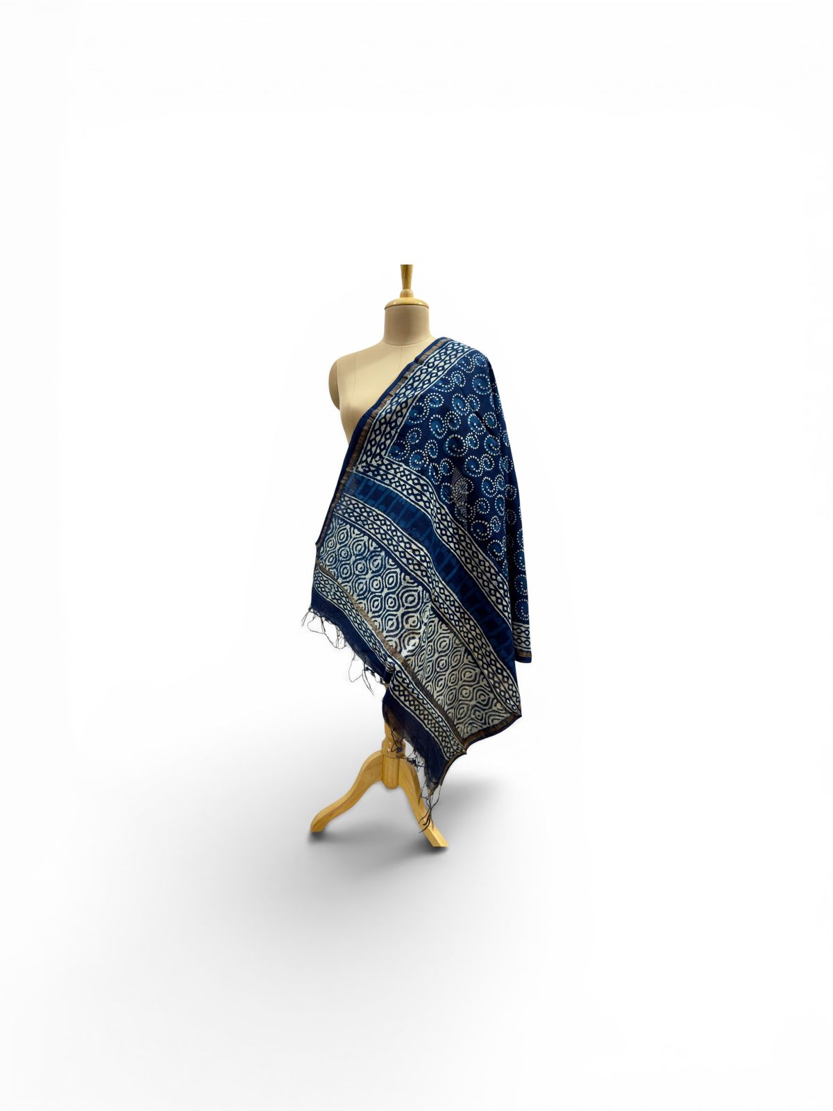 Premium cotton silk Blue Printed dupatta.