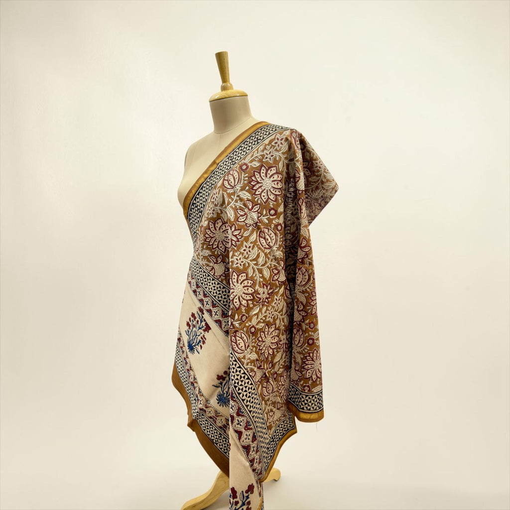 Premium cotton silk Beige Printed dupatta.