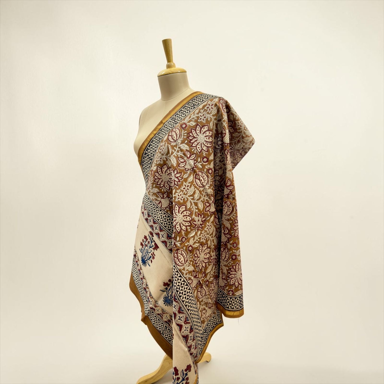 Premium cotton silk Beige Printed dupatta.