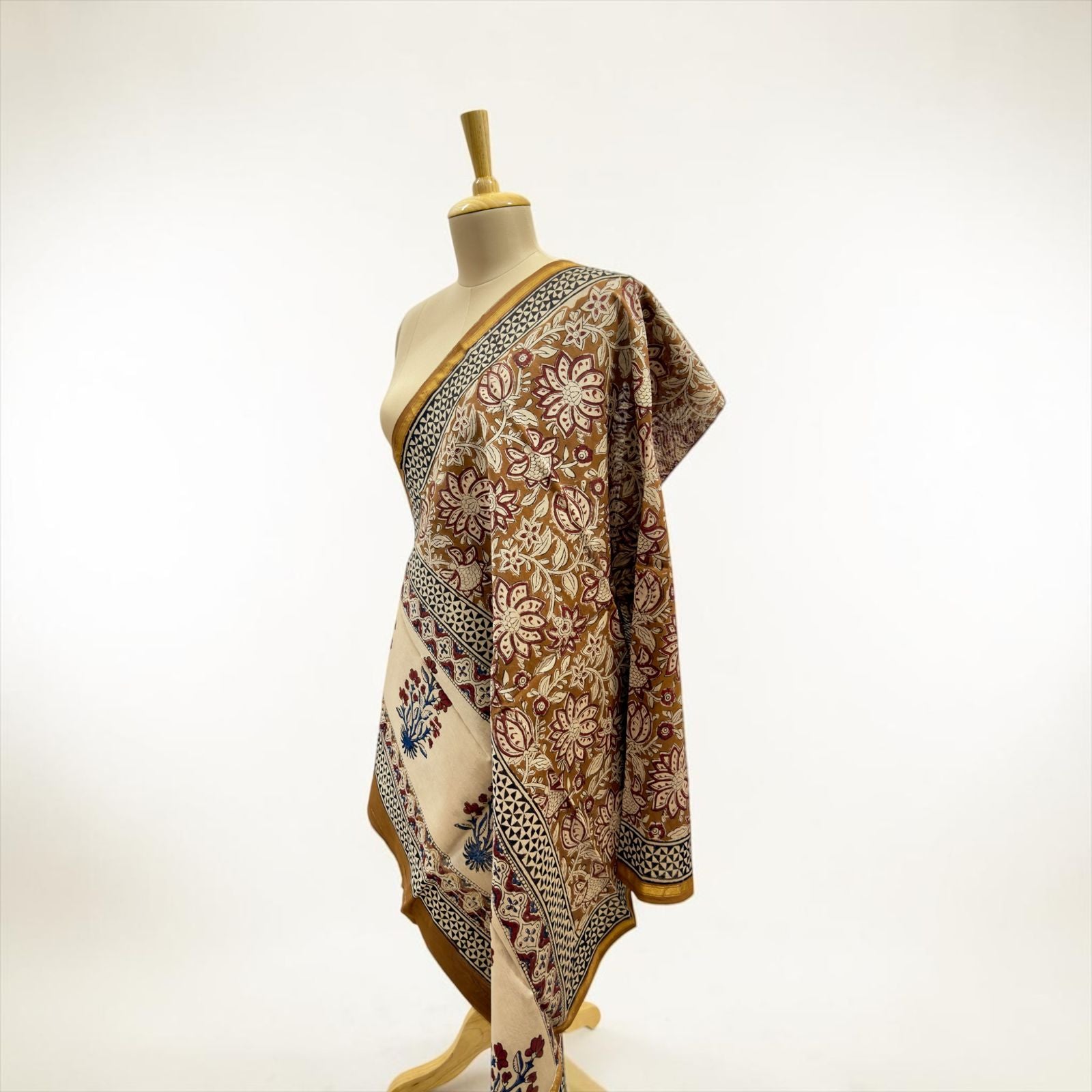 Premium cotton silk Beige Printed dupatta.