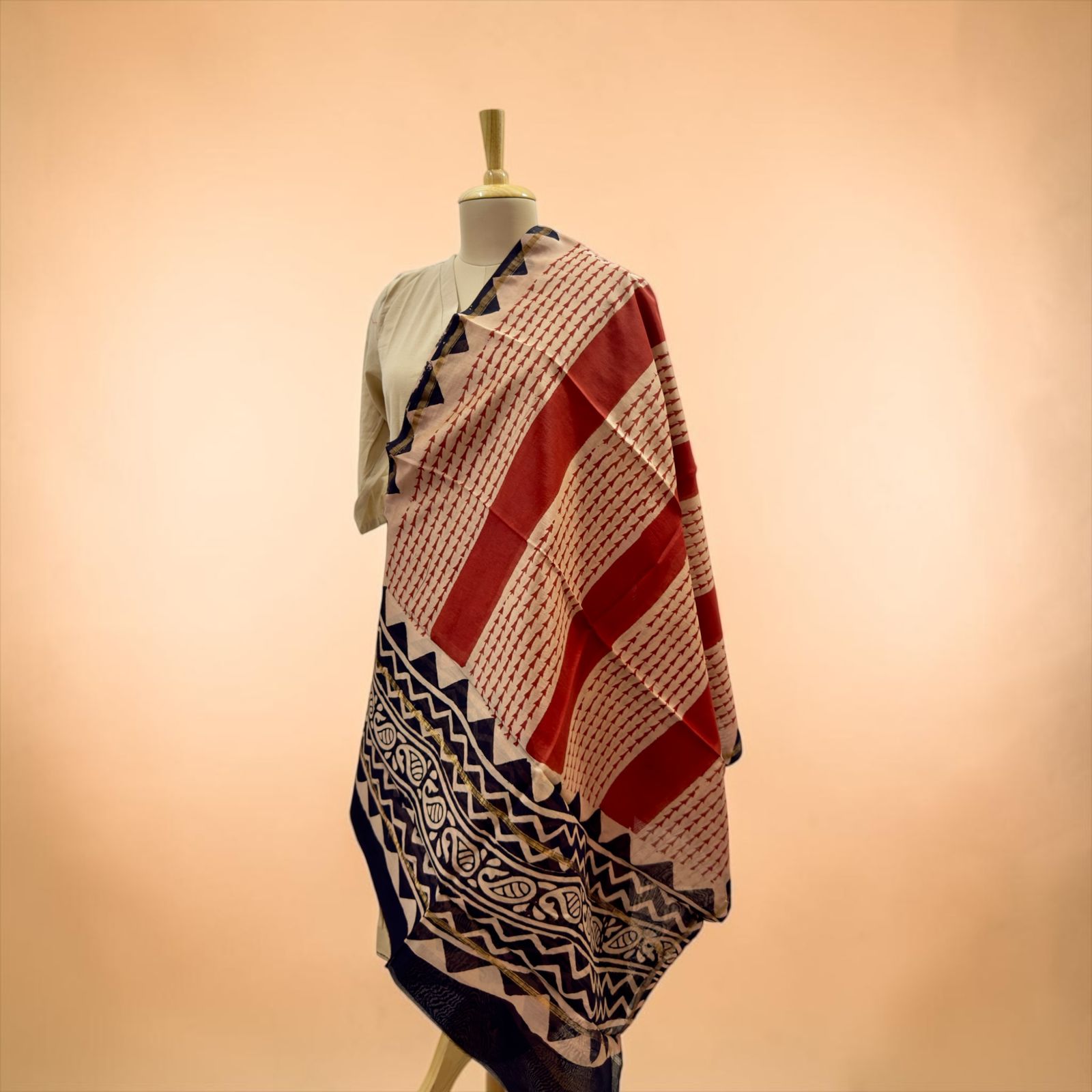 Premium cotton silk Printed dupatta.