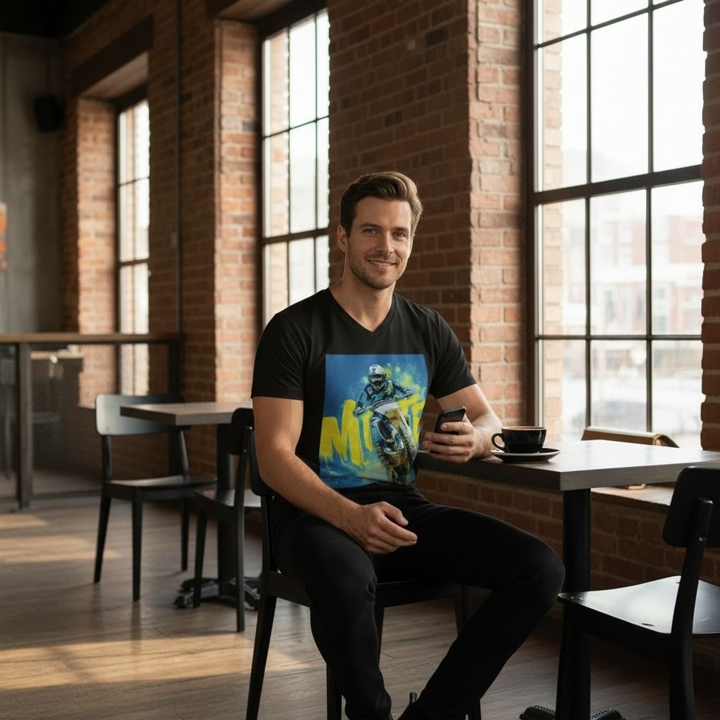 Black Graphic T‑Shirt – MOTO Motocross Rider Print