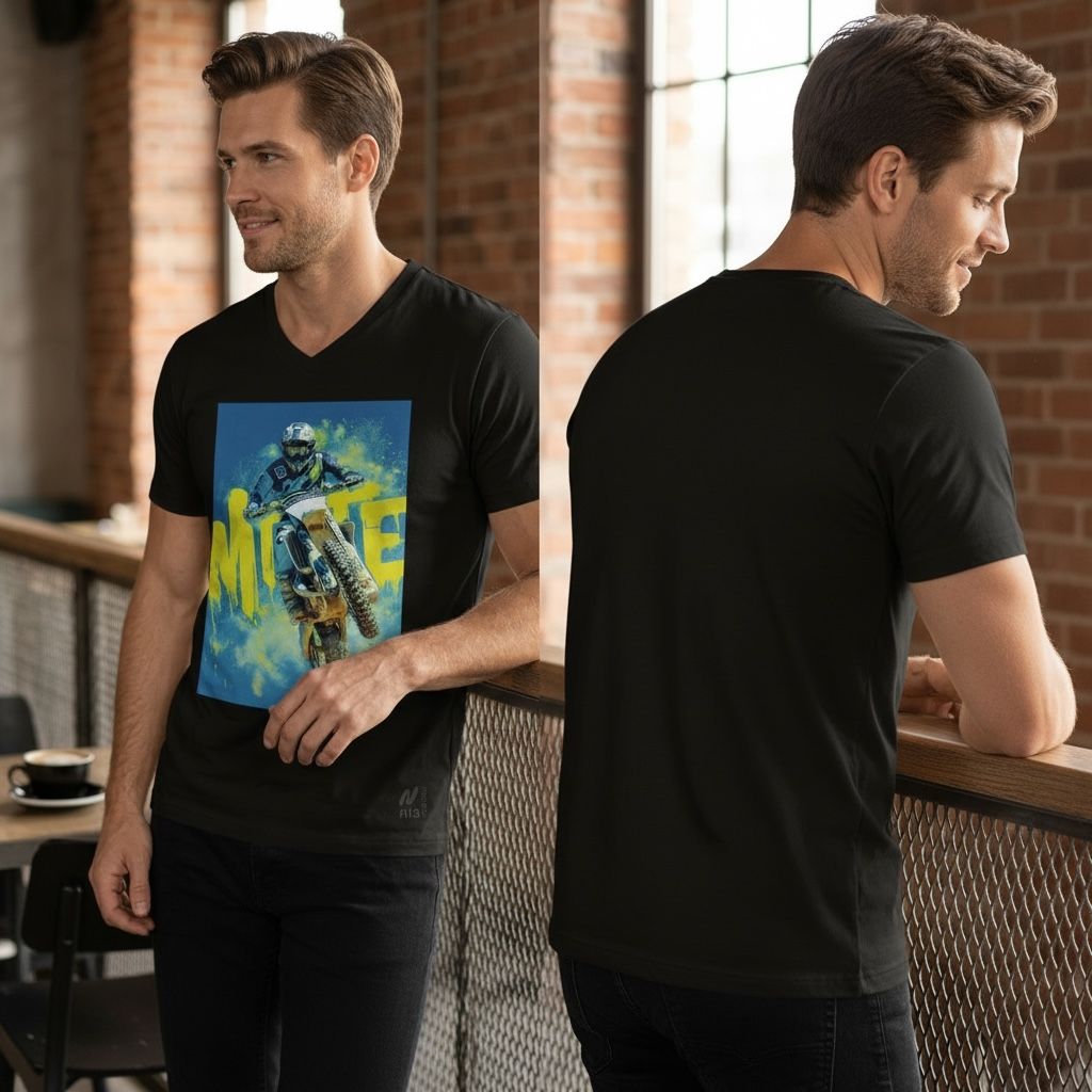 Black Graphic T‑Shirt – MOTO Motocross Rider Print