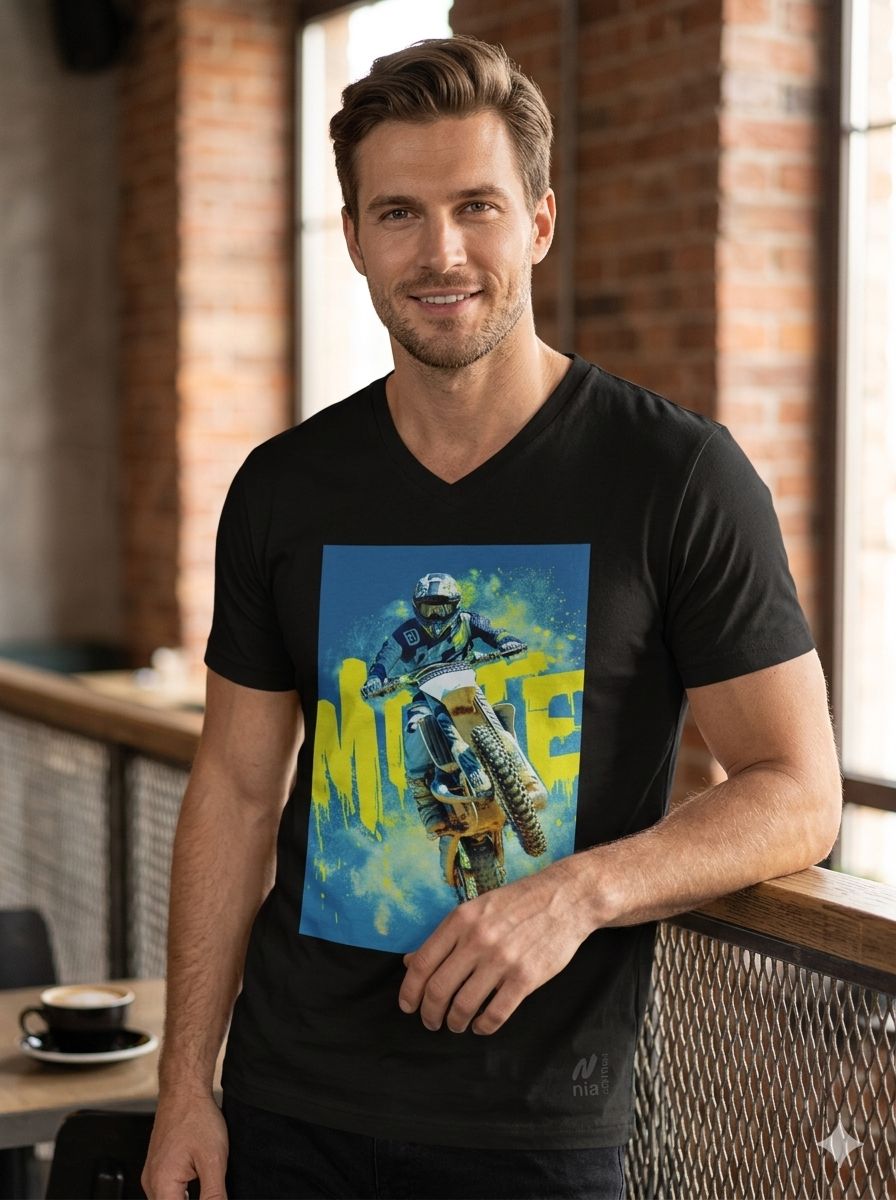 Black Graphic T‑Shirt – MOTO Motocross Rider Print