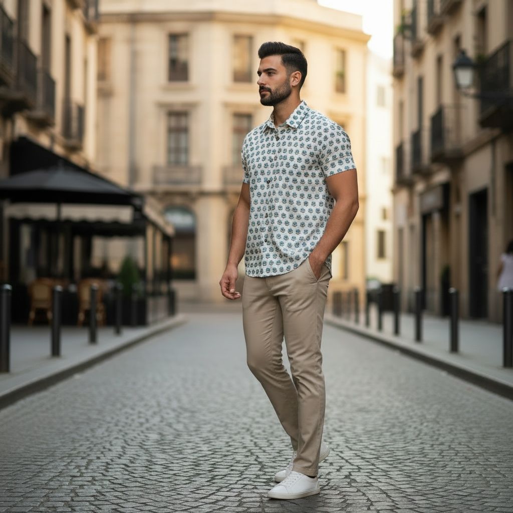 Blue Printed Casual Shirt – Urban & Relaxed Style White